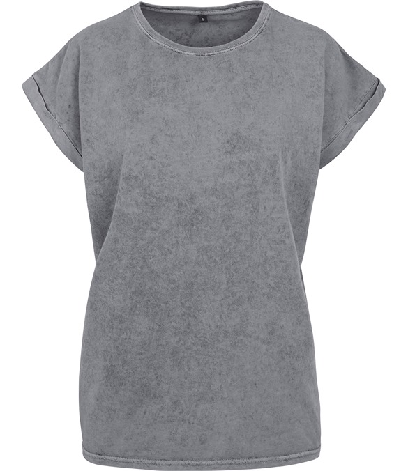 Women&#39;s acid washed extended shoulder tee