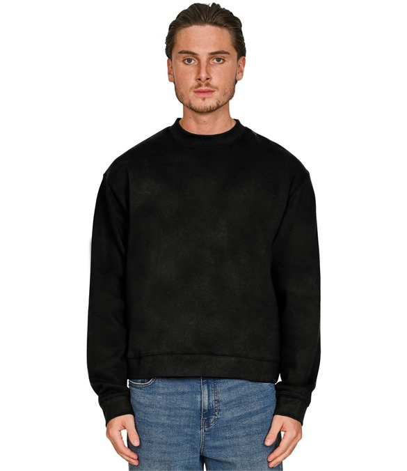Casual Premium Combed 330 Acid Wash Boxy Oversized Extended Neck Sweatshirt