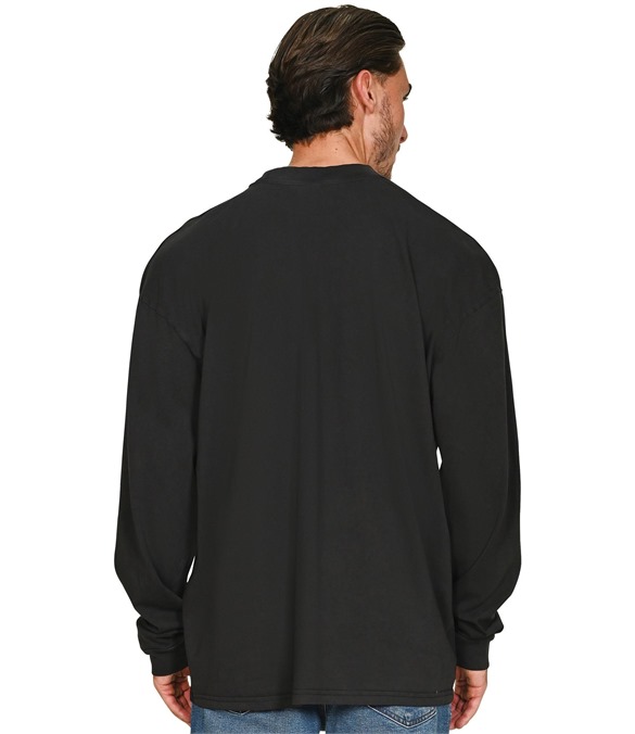 Casual Ringspun Combed 180 Acid Wash Oversize Extended Neck Long Sleeve Tall T