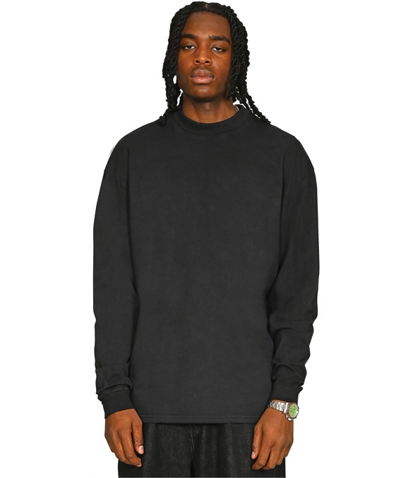 Casual Ringspun Combed 180 Acid Wash Oversize Extended Neck Long Sleeve T