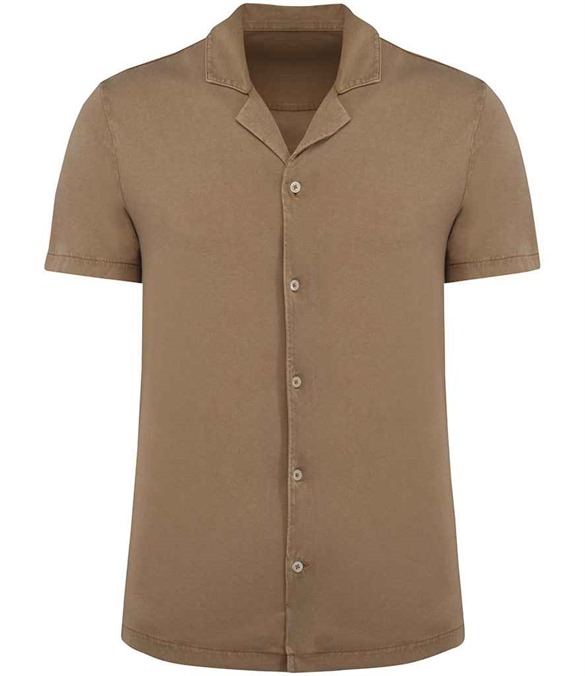 Spasso Jersey Short Sleeve Bowling Collar Shirt