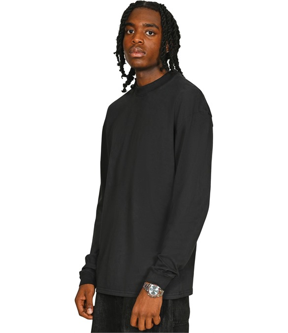 Casual Ringspun Combed 180 Acid Wash Oversize Extended Neck Long Sleeve T