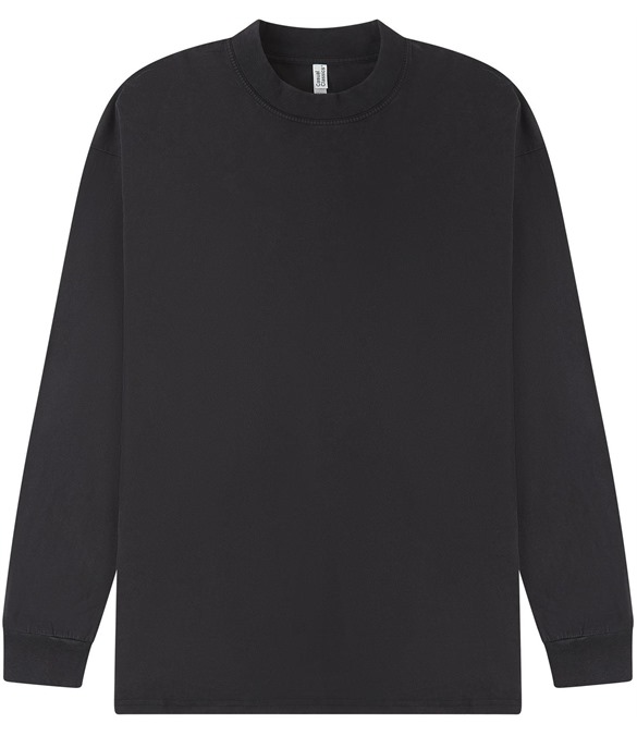 Casual Ringspun Combed 180 Acid Wash Oversize Extended Neck Long Sleeve T