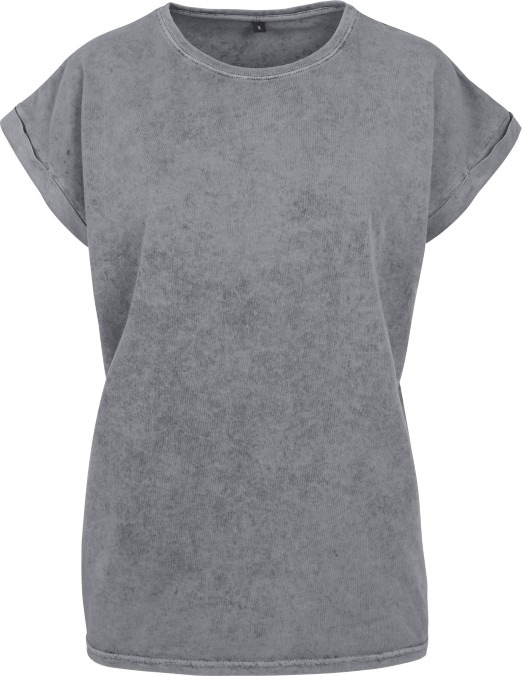 Women&#39;s acid washed extended shoulder tee