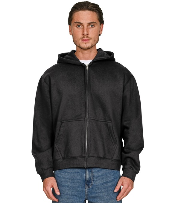 Casual Premium Combed 330 Acid Wash Boxy Oversize Zip Hood