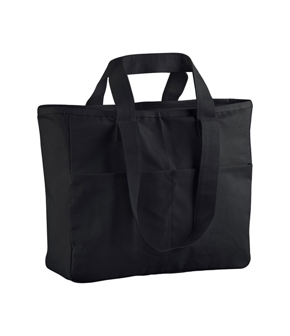 Double-handle cargo pocket tote