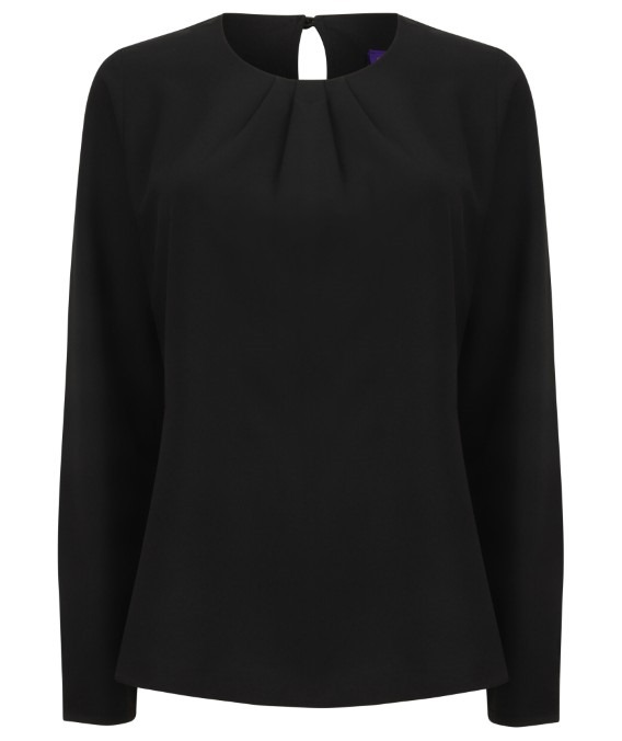 Women&#39;s pleat front long sleeve blouse