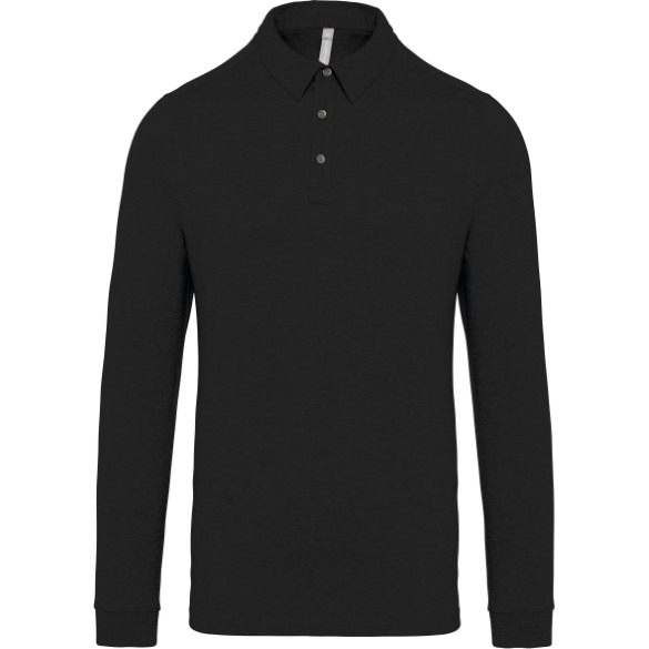 Jersey knit long sleeve polo shirt