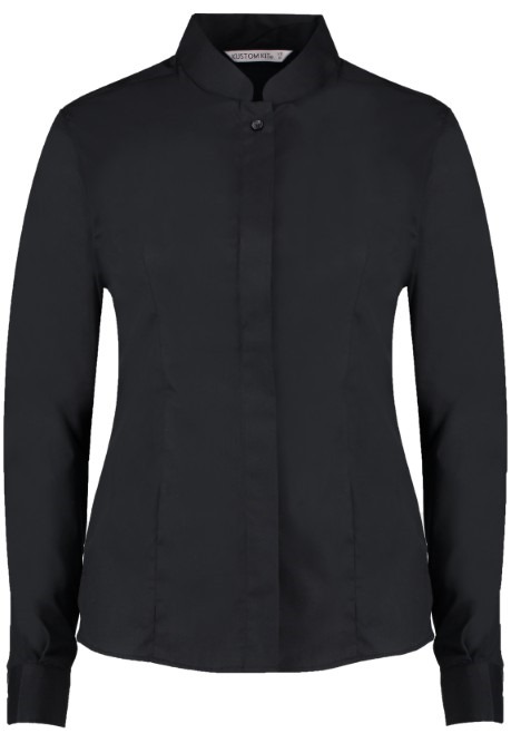 Women&#39;s mandarin collar shirt long-sleeved (tailored fit)