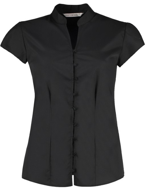 Women&#39;s continental blouse mandarin collar cap sleeve (tailored fit)