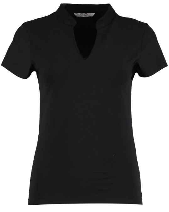 Women&#39;s corporate short-sleeved top v-neck mandarin collar (regular fit)