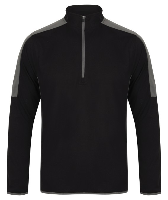 &#188; zip mid-layer with contrast panelling