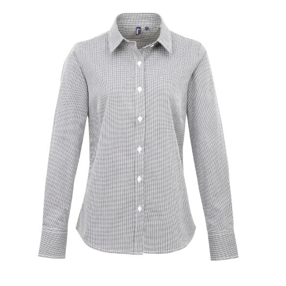 Women&#39;s Microcheck (Gingham) long sleeve cotton shirt