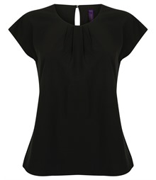 Women's pleat front short sleeve blouse