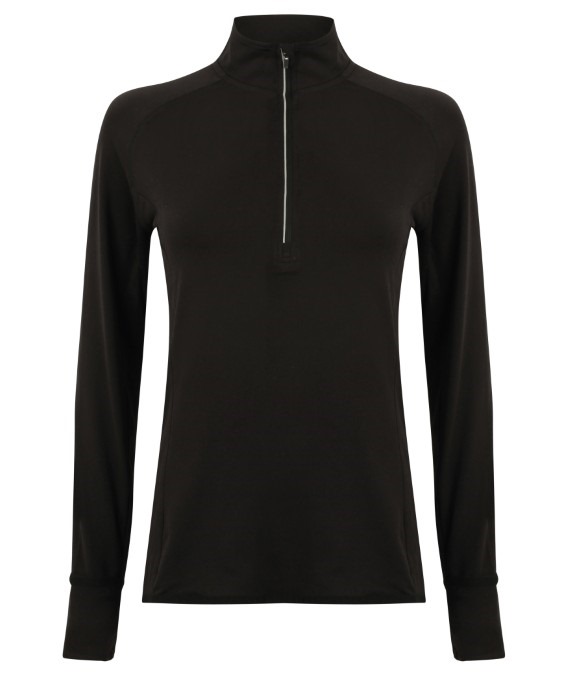 Women&#39;s long-sleeved &#188; zip top