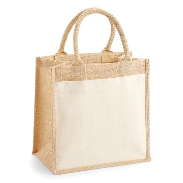 Cotton pocket jute midi tote